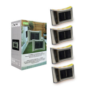 Set 4 lámparas de pared con luz led cálida y panel solar 600mah bdk-2y