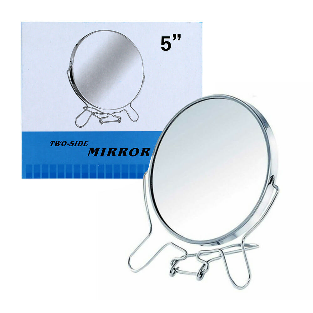 Espejo redondo de 4 pulgadas con doble de aumento y base metálica / jz-4