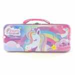 Caja lapicera unicornio infantil de metal