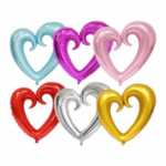 1pza Globo metálico en forma de corazón hueco, variedad de colores q-108