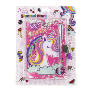 Diario infantil con diseño de unicornio animado