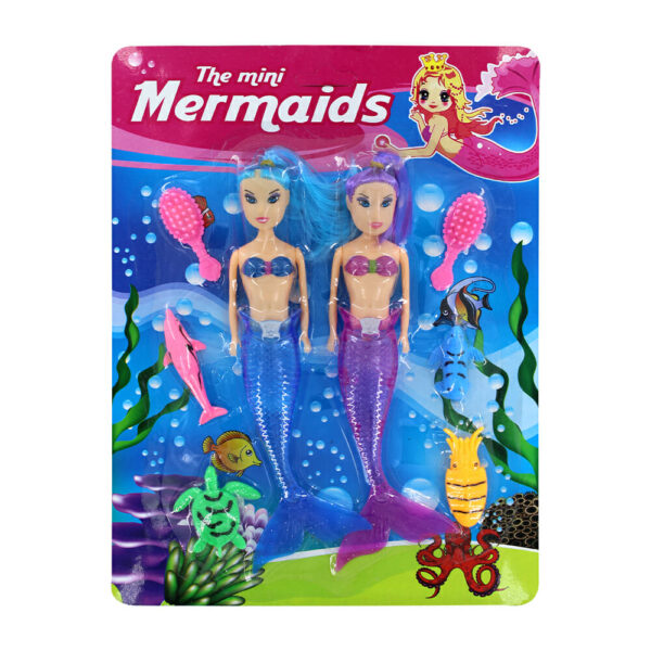 2 mini barbies sirenas con luz led y accesorios