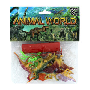 Paquete con diferentes dinosaurios y plantas animal world