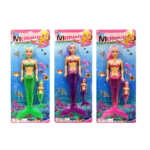 Set 2 barbies sirenas con luz led y sonido + cepillo y espejo ts27226