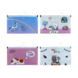 Mini folder o lapicera de plástico con frase y cierre deslizante, variedad de diseños / hello lovely / wjd-1 / R528