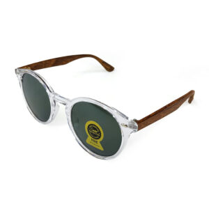 Lentes para sol de marco transparante y varillas de madera