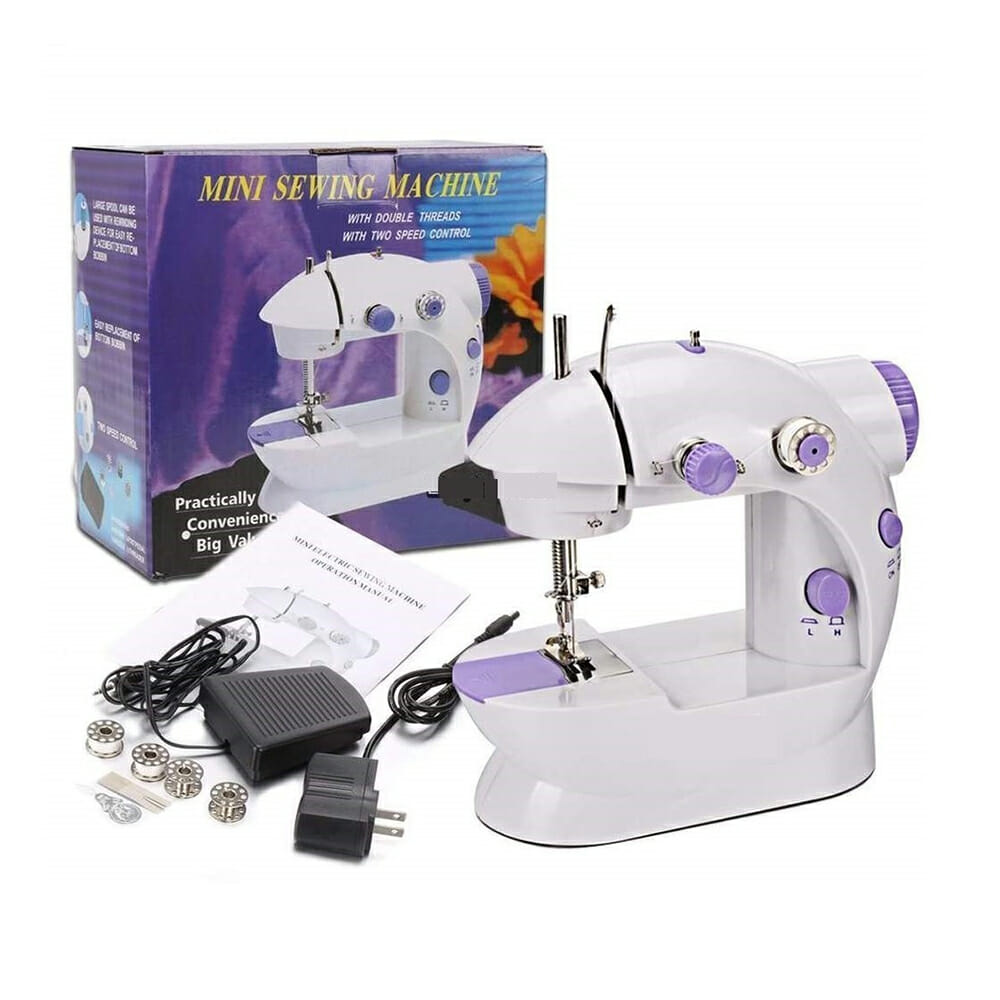Mini máquina de coser para uso diario, manual y práctica manualidades,  reparación con doble hilo de 2 velocidades