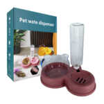 Dispensador de agua para mascotas + tazón de comida con diseño de oso jr1393