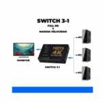 Switch hdmi 4k con control remoto para ps3, xbox, pc, laptop, + 3 puertos