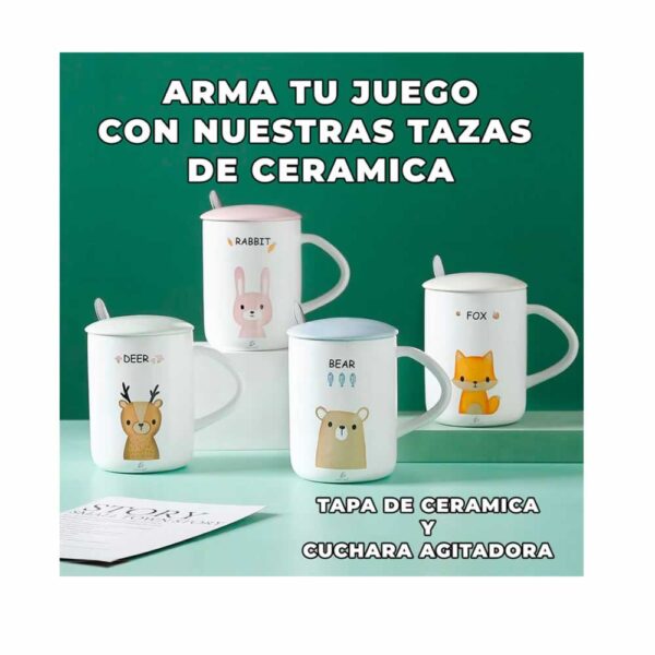 Taza de cerámica con diseño de animales