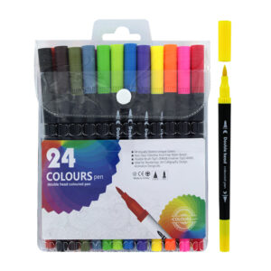 Estuche de plumones 24 colores de doble punta para niños