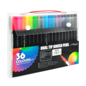 Paquete con 36 plumones delgados de doble punta, color surtido / 001-36