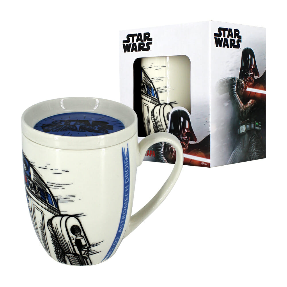 Taza Star Wars R2-D2 en Relieve con Tapa