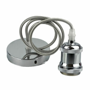 Socket con cable + base para lámpara colgante en color plata bqdt-01-4