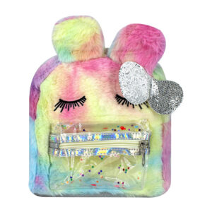 Mochila infantil afelpada con diseño de osito moño 2