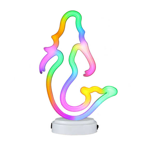 Lámpara decorativa con forma de sirena multicolor