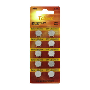 Blíster 10 pilas alcalinas tipo botón 1.5v / tcbest / lr54 / ag10