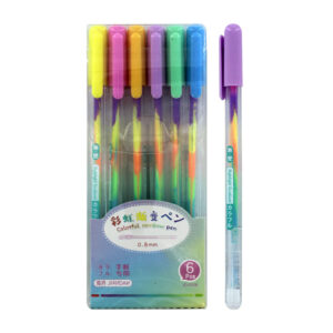 Estuche con 6 pzs de bolígrafos de colores 0.8mm / ar244