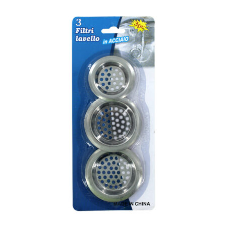 Blíster 3 pzs de filtros coladores para tarja / filtri lavello / kc40183