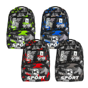 Mochila grande con diseño a manchas y leyenda sport, variedad de diseños y colores / sk-762