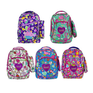 Mochila grande + colorera con diseños de corazones o muffin , variedad de colores / sk-897