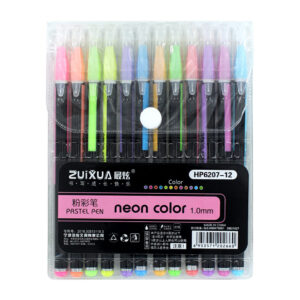 Estuche con 12 plumas de gel en tonos neón / hp6207-12 / c024-s / neon color / pastel pen