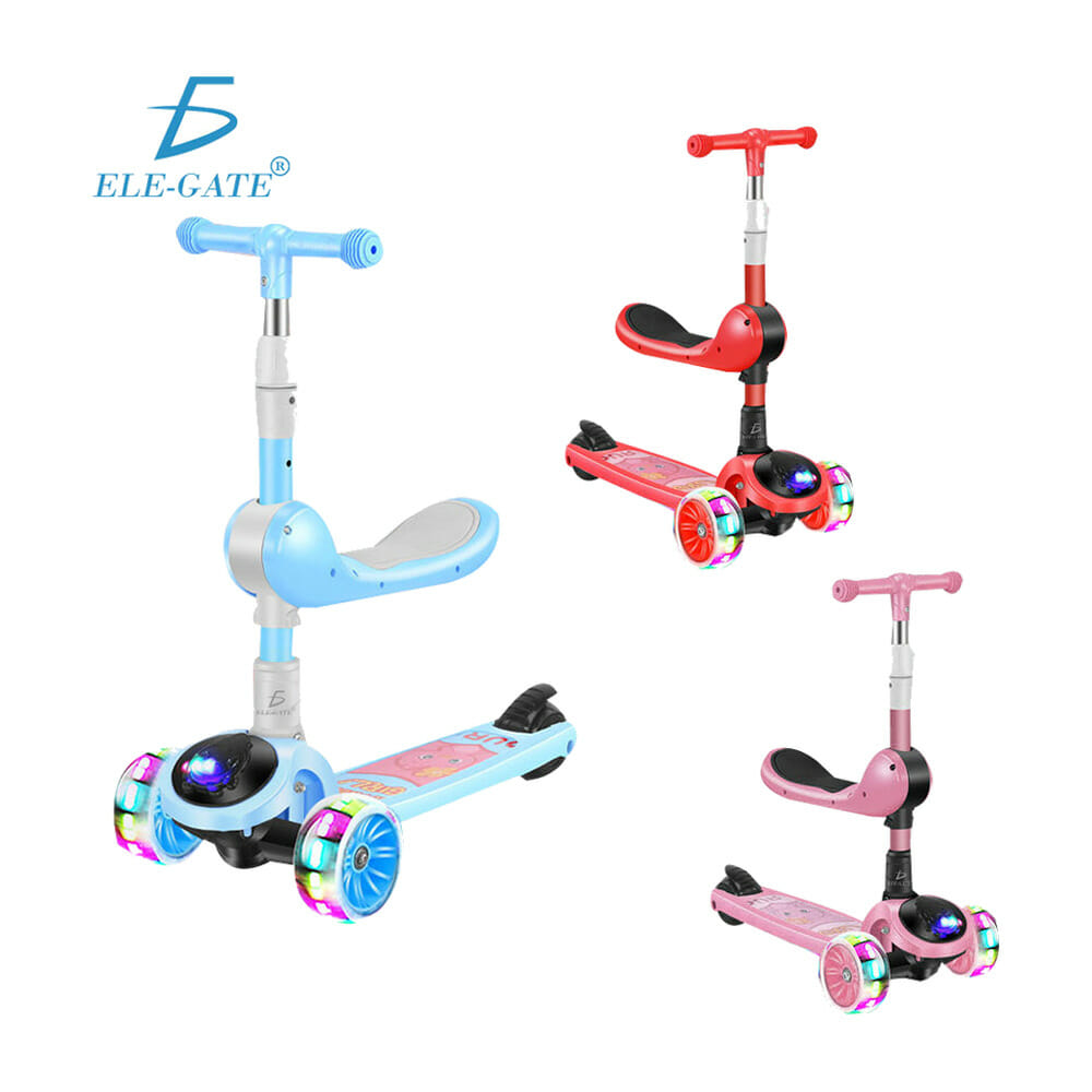  FunYi Patinete de 3 ruedas para niños, scooter 3 en 1 para  niños con asiento extraíble, patinete y cochecito de bebé y coche de  equilibrio deslizante, scooter con ruedas intermitentes LED