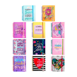 Libreta - cuaderno sparkle tipo agenda cob pasta dura de 150 hojas doble espiral metálico , variedad de diseños / lpd150hp