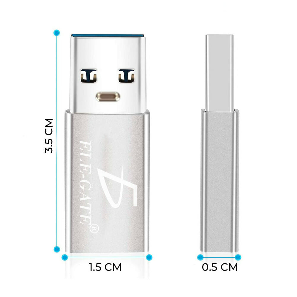  Paquete de 2 adaptadores OTG USB tipo C – Hecho de elegante  aluminio – USB 3.1 Tipo C macho a USB 3.0 USBC cargador – Cuenta con  conector reversible – Transferencia