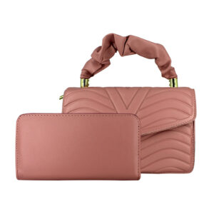 Juego de cartera y mini bolsa de mano con diseño de lineas curvas, variedad de colores