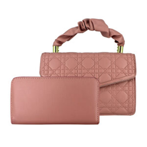 Juego de cartera y mini bolsa de mano con diseño cosido, variedad de colores