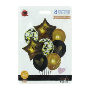 Set 8 globos feliz cumpleaños con diseño de estrellas