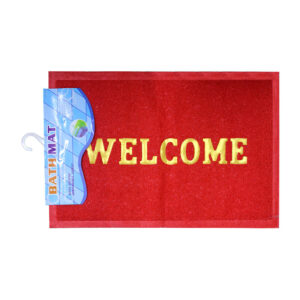 Tapete sintético rectangular con frase welcome