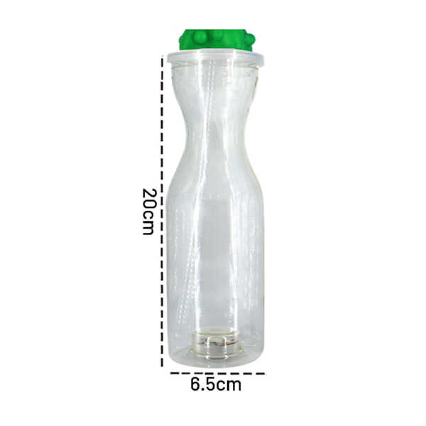 Botella de plástico con popote, luz de colores y decoración en la tapa, variedad de diseños