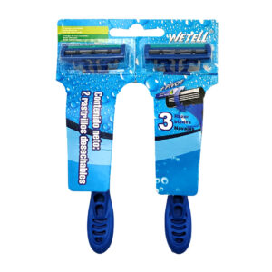 Blister de 2 rastrillos desechables de tres navajas / max68-az / wetell