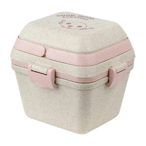Tupper cuadrado de plástico con 3 compartimientos y cuchara / good mood everyday / zy-ch0531