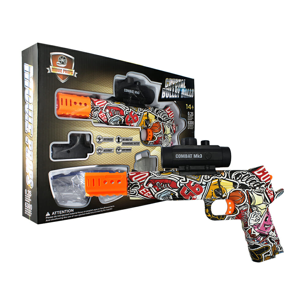 Pistola combat mk3, lanza bolitas de hidrogel, recargable con diseño de  grafiti + lentes, repuestos y almacenador / 788/p – Joinet