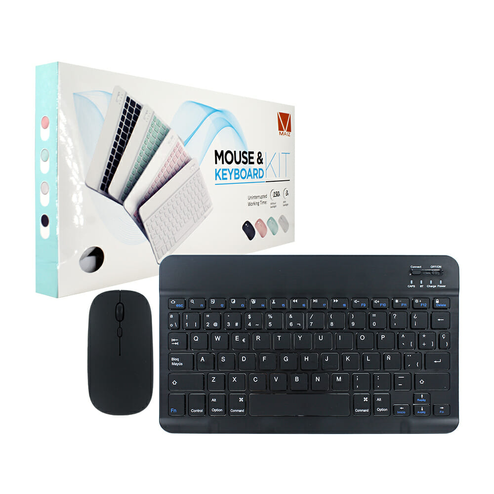 Kit Teclado Inalámbrico Mouse Recargable Bluetooth + Soporte para Tablet o  Celular