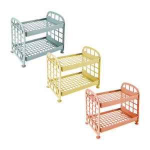 Mini estante - organizador multifuncional de plástico con 2 niveles para almacenamiento, variedad de colores / 80563 / zdsnj / mt1159
