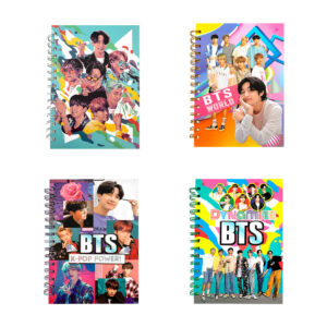Libreta mediana de pasta dura con doble espiral y diseño de bts, variedad de diseños / 909-45 / 909-45a