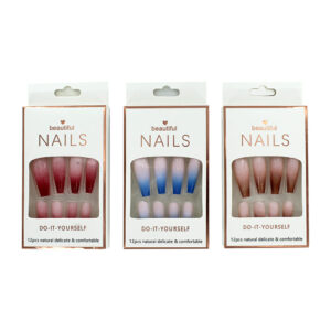Set con 12 uñas postizas con efecto difuminado, variedad de colores / cx-p741 / ly-08