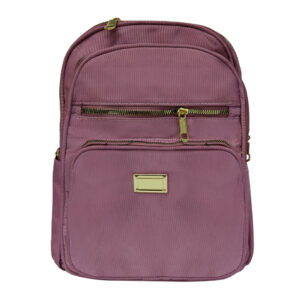 Mochila mediana lisa con cierres dorados y 5 compartimientos, variedad de colores / h07#