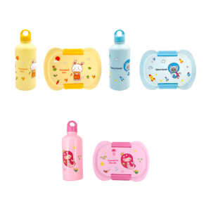 Juego de tupper con 2 compartimientos, botella para agua y cuchara multifuncional, variedad de modelos / journey to the sea / lf-rpc9016