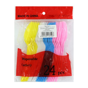 Paquete 24 cucharas de plástico, variedad de colores / pt10268