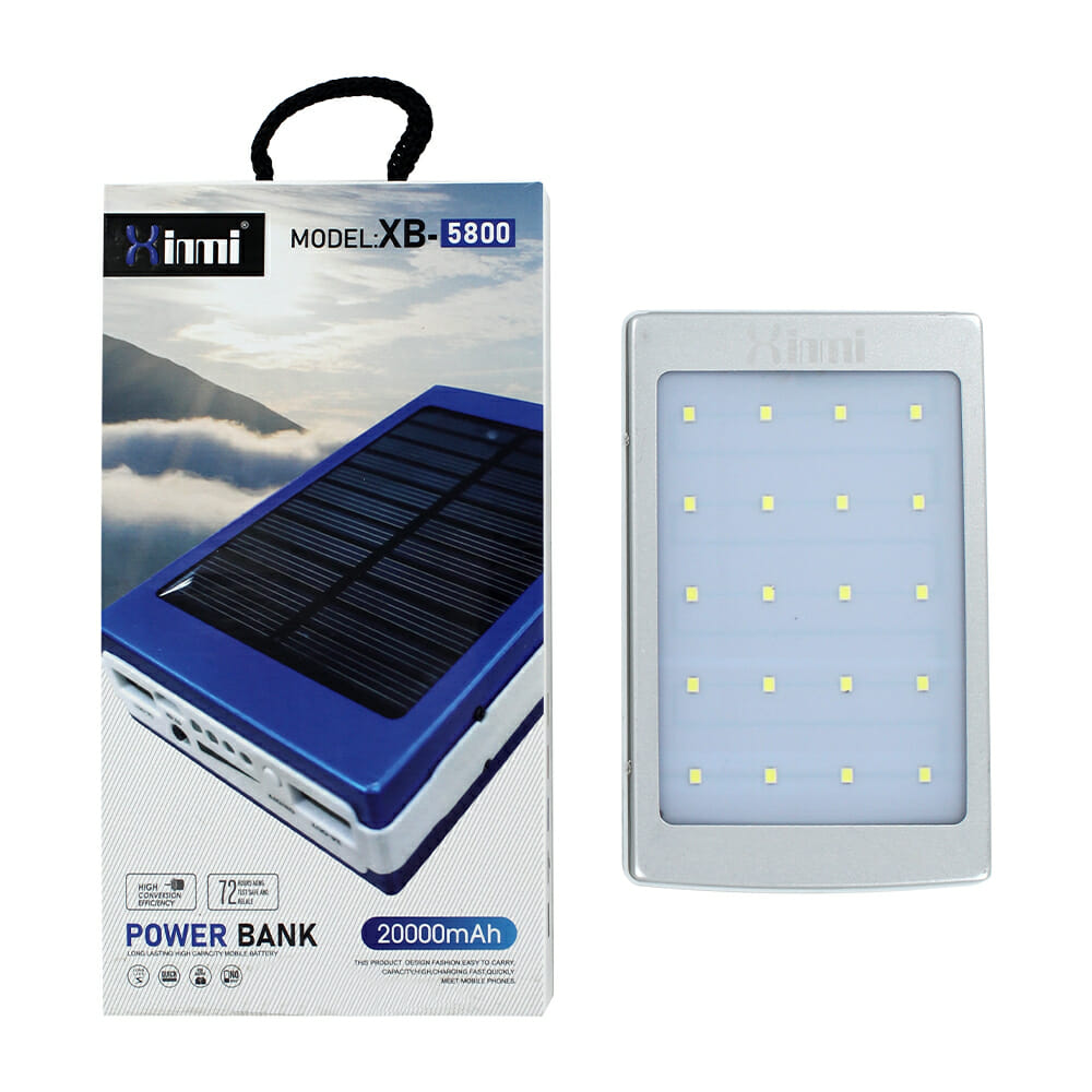 Power bank batería portátil solar xinmi con lámpara led, 2 puertos