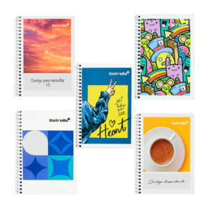 Cuaderno estrella con espiral metálico y 100 hojas papel bond en raya 10.5x15.2cm, variedad de diseños / 000520 / 104051