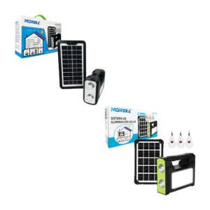 Lámpara moreka de emergencia con panel solar y juego de 3 focos luz led blanca / mor-8017 / mor-c71