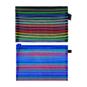 1pza Lapicera mediana de tela con cierre y diseño a líneas 32x23cm, variedad de colores / y-013-2