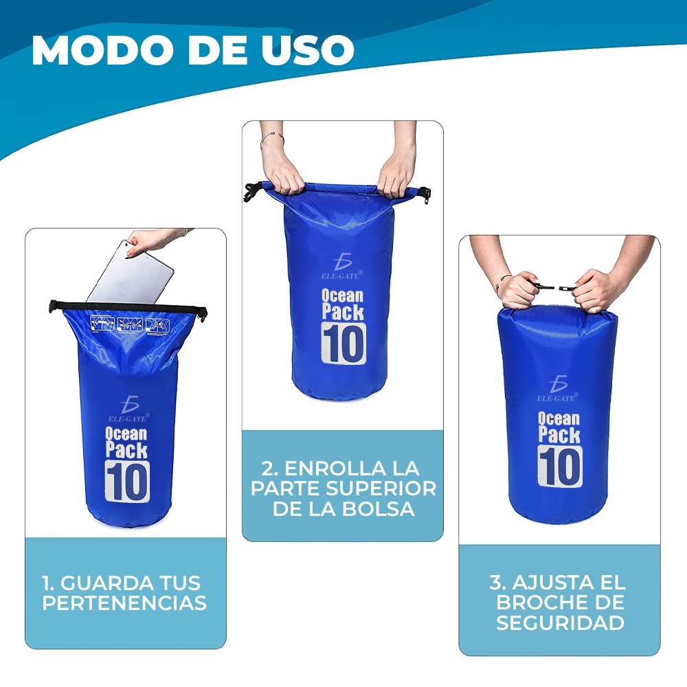 Bolsa Impermeable Multifuncional Ocean Pack Ele Gate Con Capacidad De Litros Variedad De