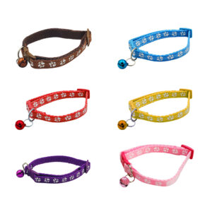 1pza Collar ajustable para mascota de talla pequeña con estampado y cascabel, variedad de modelos y grosor / love